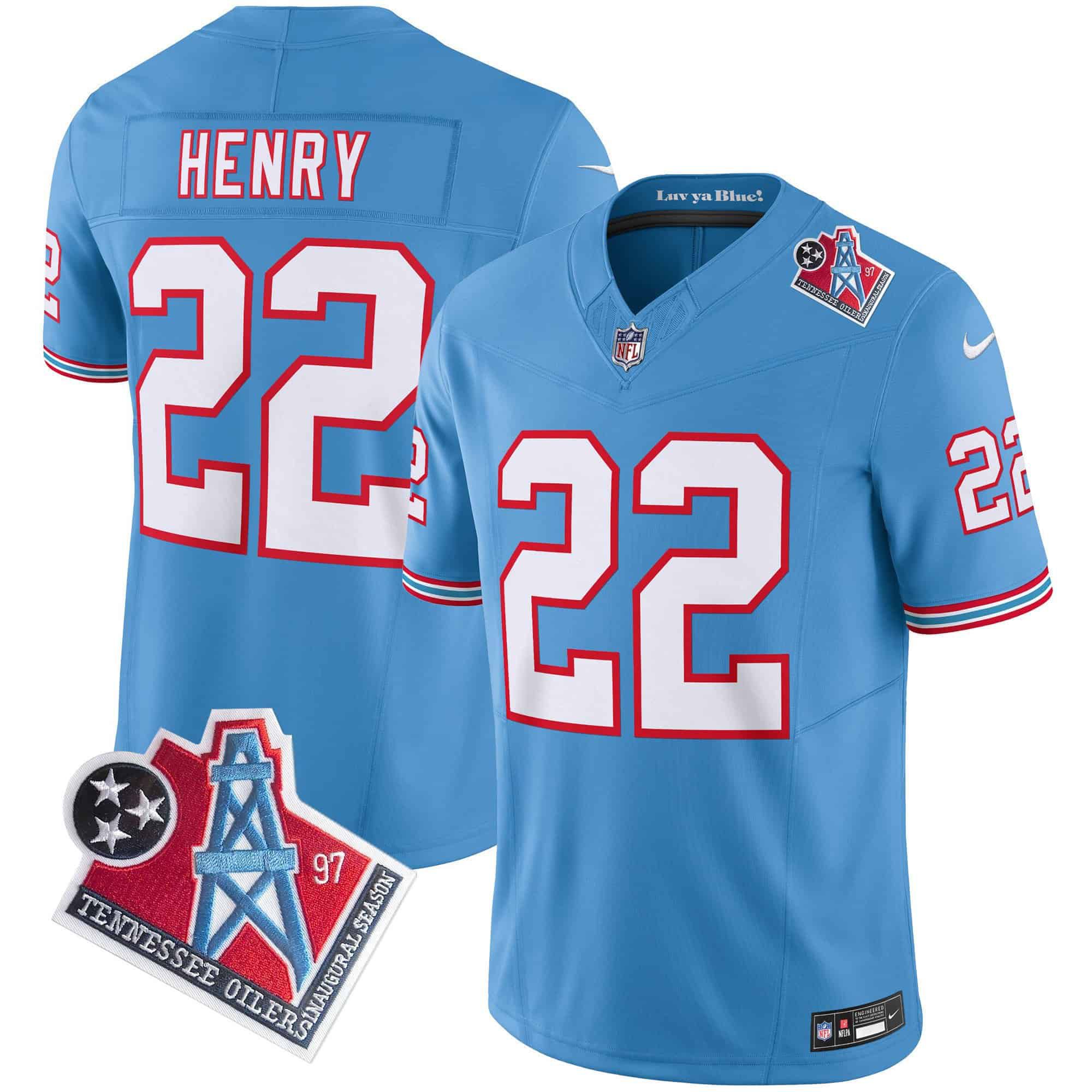Men Tennessee Titans #22 Henry Light Blue 1997 Throwback 2024 Nike Limited Vapor NFL Jersey->indianapolis colts->NFL Jersey